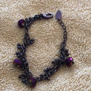 Purple stone burnished bronze bracelet